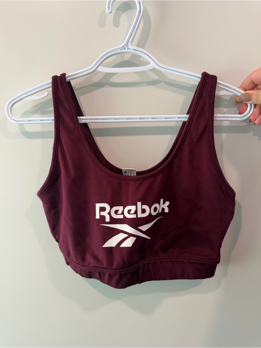 Reebok Maroon Scoop-Neck Logo Sports Bra